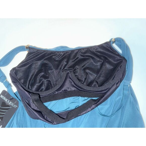 Miraclesuit Razzle Dazzle Asymmetrical Drape Tankini Top/Bottom 2 Pc Swimsuit 8 - Picture 9 of 16